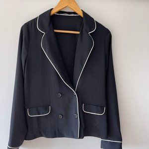 Zara piped long sleeve button up top